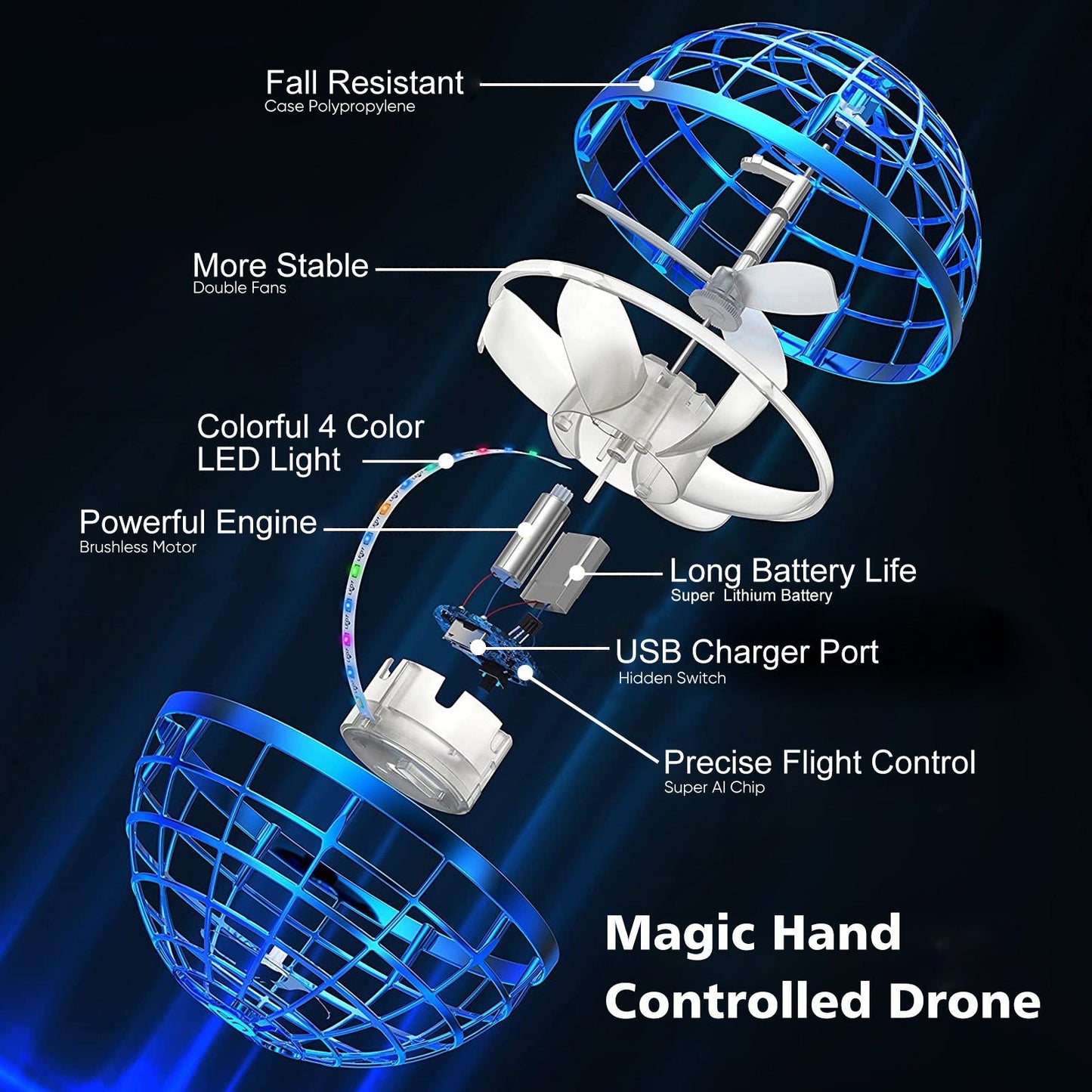 Flying Spinner Ball    | كرة الطيران الدوارة LED للأطفال والكبار ✨